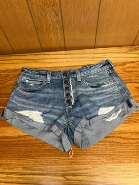 We The Free Romeo Distressed Rolled Hem Denim Shorts SZ 26 Boho casual